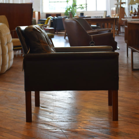 Patina’d Leather Arm Chair w/ Down Fill by Hans Olsen