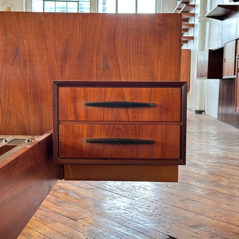 Vintage Teak Single Bed Frame w/Floating Nightstands