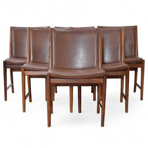 Vintage Rosewood & Leather Dining Chair Set