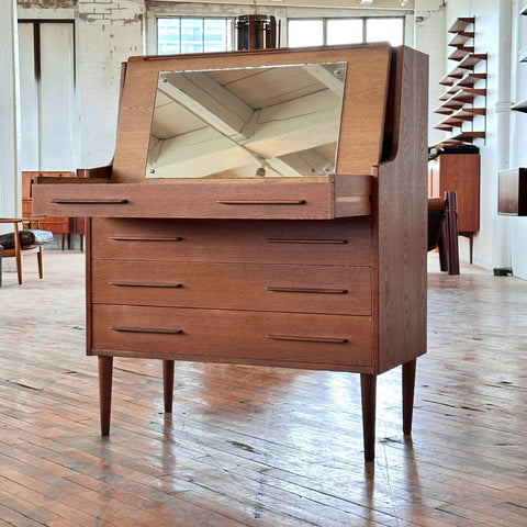 Oak Bureau/Vanity w/ Storage