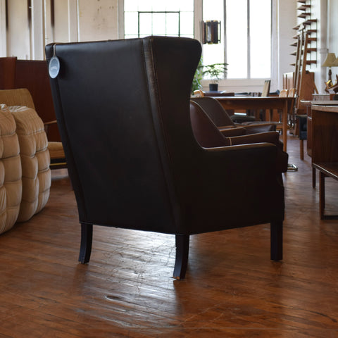 Leather Highback Arm Chair w/ Ottoman by Georg Thams