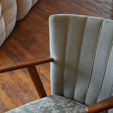 Beech & Teak Upholstered Armchair