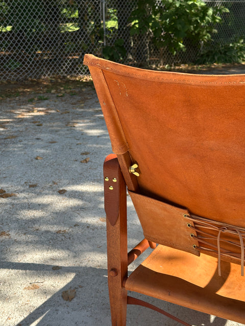 Cognac Leather Safari Chair by Kaare Klint