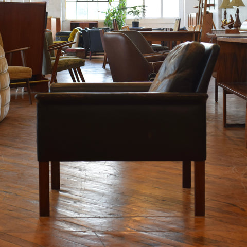 Patina’d Leather Arm Chair w/ Down Fill by Hans Olsen