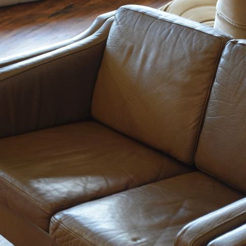 Børge Mogensen Style Loveseat in Olive Leather