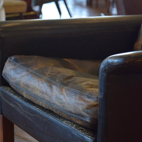 Patina’d Leather Arm Chair w/ Down Fill by Hans Olsen