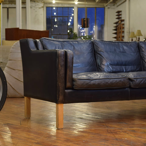 Danish Patina’d Leather 3-Seater Sofa by Stouby