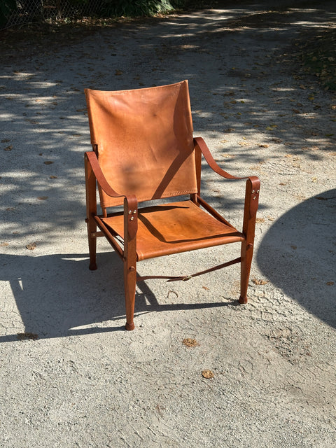 Cognac Leather Safari Chair by Kaare Klint