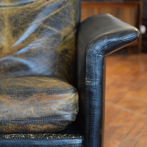 Patina’d Leather Arm Chair w/ Down Fill by Hans Olsen