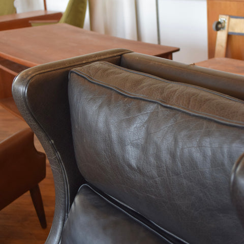Leather Highback Arm Chair w/ Ottoman by Georg Thams