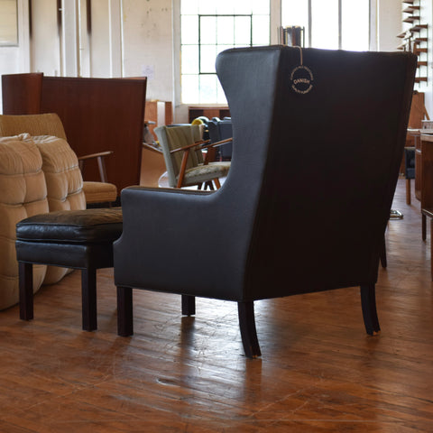 Leather Highback Arm Chair w/ Ottoman by Georg Thams