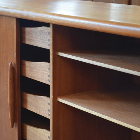 Danish Teak Tambour Door Sideboard by Dyrlund