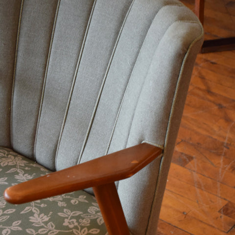 Beech & Teak Upholstered Armchair