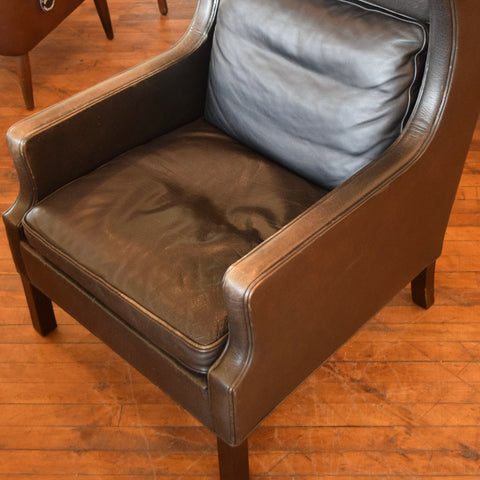 Leather Highback Arm Chair w/ Ottoman by Georg Thams
