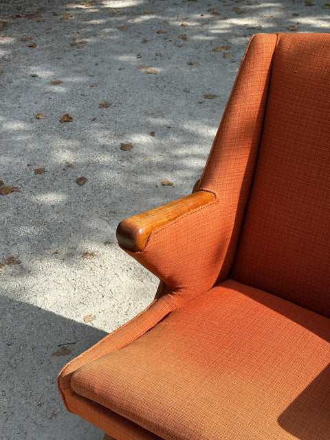 Upholstered Teak & Oak Lounge Chair