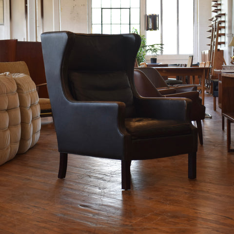 Leather Highback Arm Chair w/ Ottoman by Georg Thams