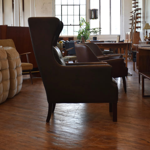 Leather Highback Arm Chair w/ Ottoman by Georg Thams
