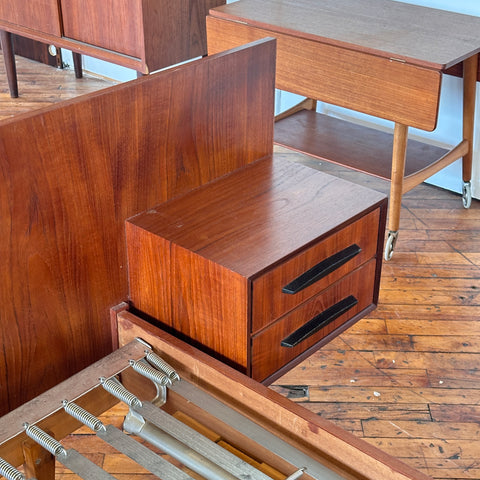 Vintage Teak Single Bed Frame w/Floating Nightstands