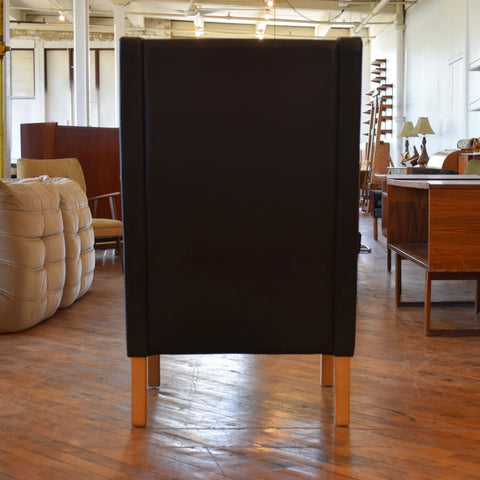 Leather High Back Arm Chair w/ Ottoman