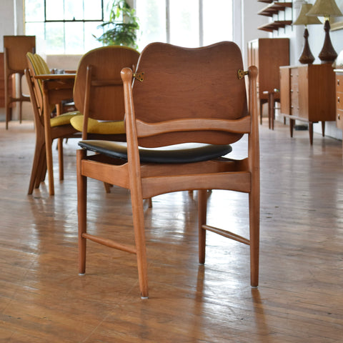 Set of 4 Cane & Teak Dining Chairs in the Style of Arne Vodder