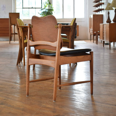 Set of 4 Cane & Teak Dining Chairs in the Style of Arne Vodder