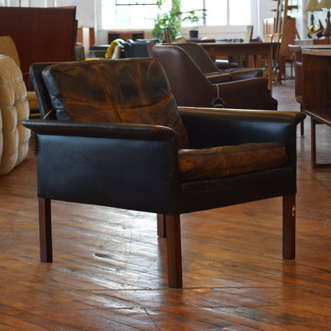 Patina’d Leather Arm Chair w/ Down Fill by Hans Olsen