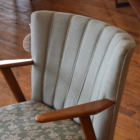 Beech & Teak Upholstered Armchair