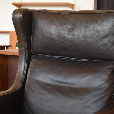 Leather Highback Arm Chair w/ Ottoman by Georg Thams