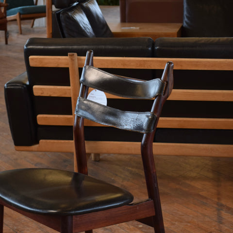 Set of 4 Leather & Rosewood Dining Chairs by Sibast