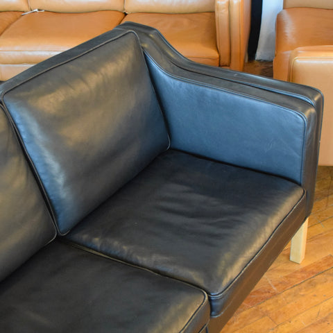 Black Leather 3-Seater Sofa by Stouby