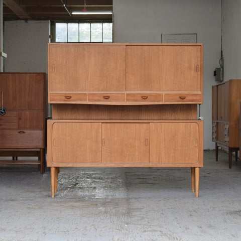 Teak Highboard w/ Brass Accents