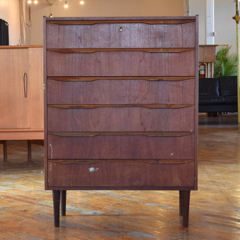 Danish Teak Tallboy Dresser