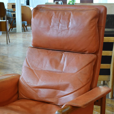 Illum Wikkelsø Highback Leather & Teak Chair