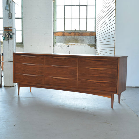 Vintage Walnut 9-Drawer Dresser