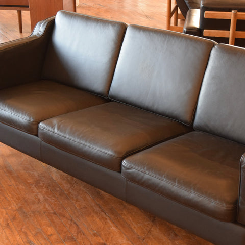 Black Leather 3-Seater Sofa by Stouby