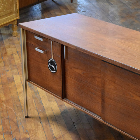 VIntage Walnut & Steel Credenza