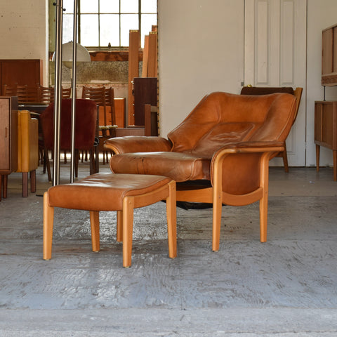 Leather Reclining Chair & Ottoman by Mogens Hansen