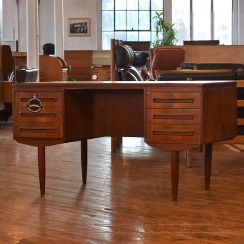Teak Desk w/ Rear Bookcase