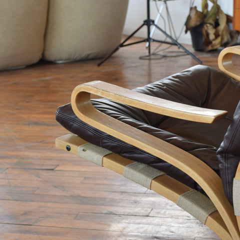 Bentwood & Leather Lounge Chair by Rykken & Co for Oddvin Rykken