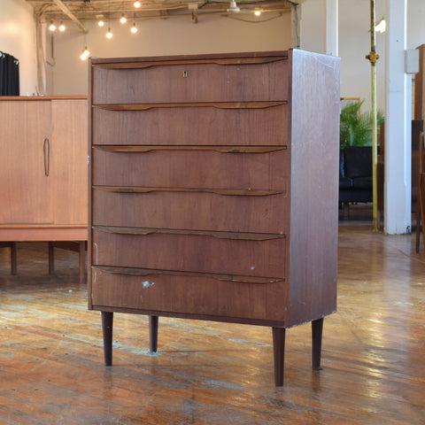 Danish Teak Tallboy Dresser