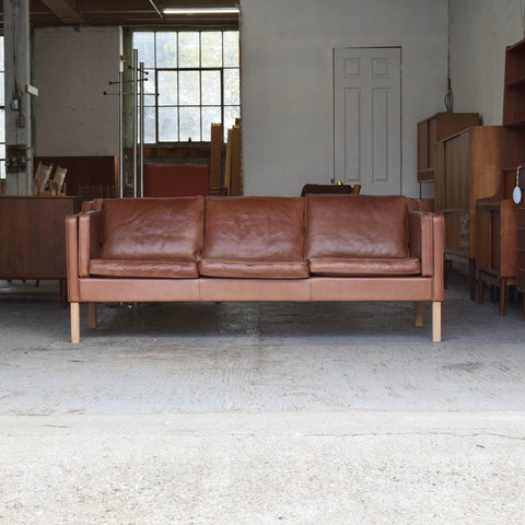 [ON HOLD] Cognac Leather 3-Seater Sofa