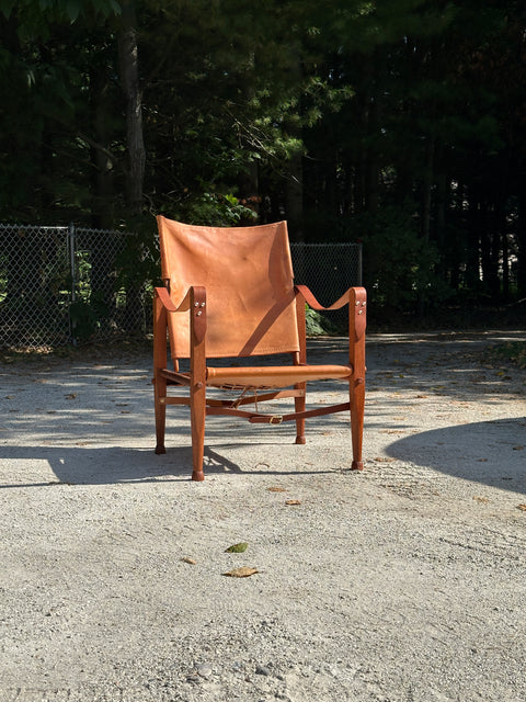 Cognac Leather Safari Chair by Kaare Klint