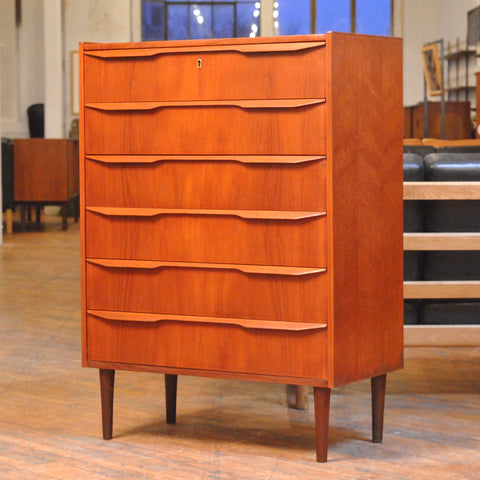 Danish Teak Tallboy Dresser