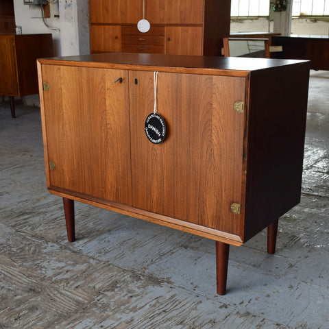 Compact Rosewood Sideboard w/ Exposed Brass Hinges