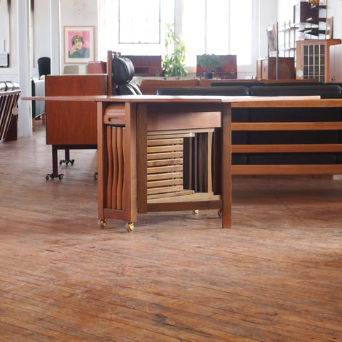 Compact Walnut Drop and Roll Dining Table w/Chairs