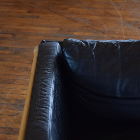 Danish Oak & Leather Loveseat by Stouby