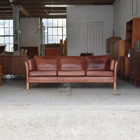 Cognac Leather 3-Seater Sofa by Mogens Hansen