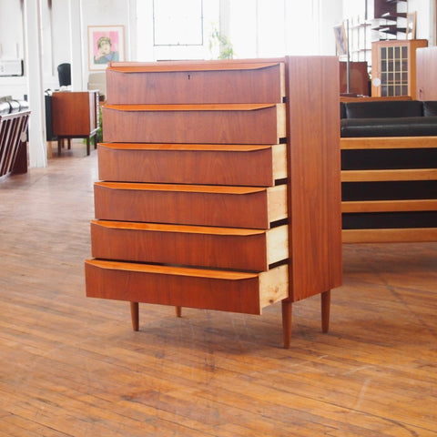 Danish Teak Tallboy Dresser