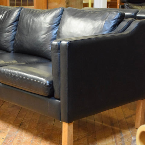 Black Leather 3-Seater Sofa by Stouby