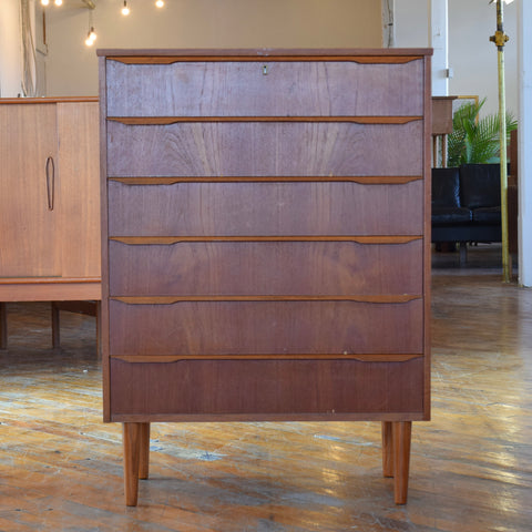 Danish Teak Tallboy Dresser